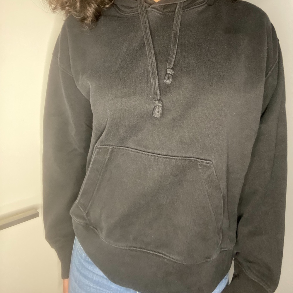 black hoodie with drawstrings